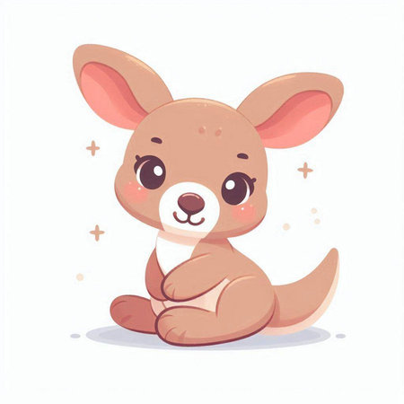 Cute kangaroo cartoon vector illustration. Cute kangaroo kangaroo character.のイラスト素材