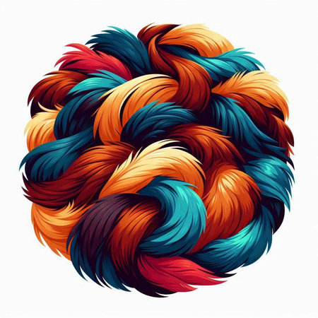 colorful hair in the form of a circle on a white backgroundのイラスト素材