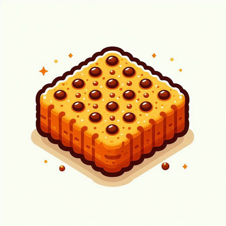 Illustration of a delicious biscuit with chocolate glaze on a white backgroundのイラスト素材