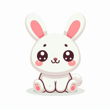 Cute cartoon bunny. Vector illustration isolated on a white background.のイラスト素材