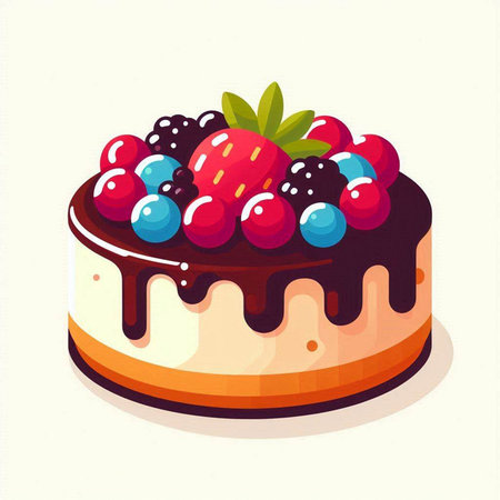 Illustration of a cake with berries on a white background - vectorのイラスト素材