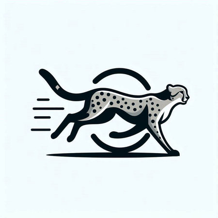 Running cheetah. Vector illustration on a light blue background.のイラスト素材