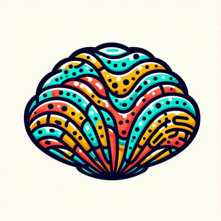 Hand drawn abstract colorful seashell on white background. Vector illustration.のイラスト素材