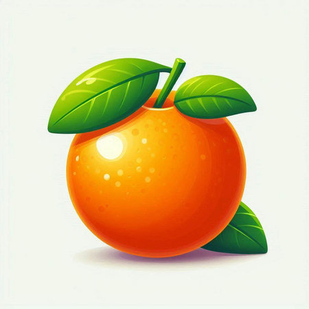 Orange fruit with green leaves on a white background. Vector illustration.のイラスト素材