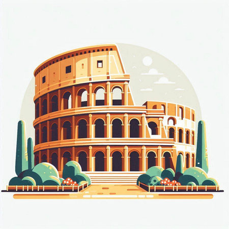 Colosseum, Rome, Italy. Vector illustration in flat styleのイラスト素材