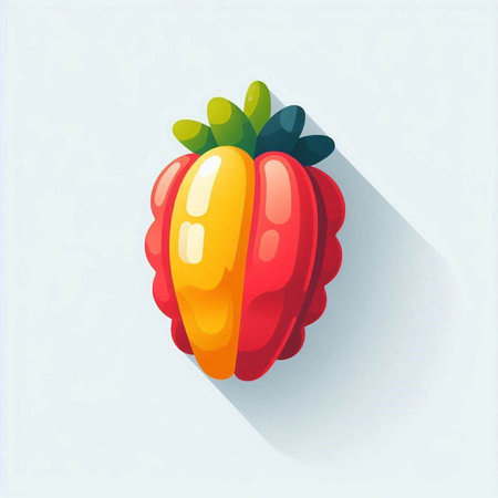 Ripe red and yellow bell pepper on a white background. Vector illustration.のイラスト素材