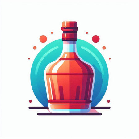 Bottle of whiskey on a white background. Vector illustration in flat style.のイラスト素材