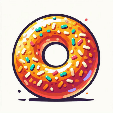 Donut with glaze on a white background. Vector illustration.のイラスト素材