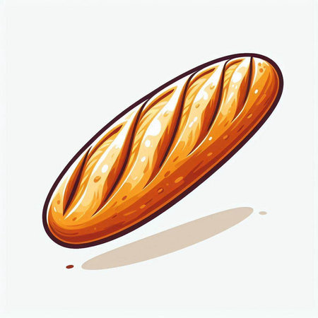 Illustration of a loaf of bread isolated on a white background.のイラスト素材