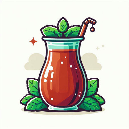 Cocktail in a glass with a straw. Vector illustration.のイラスト素材