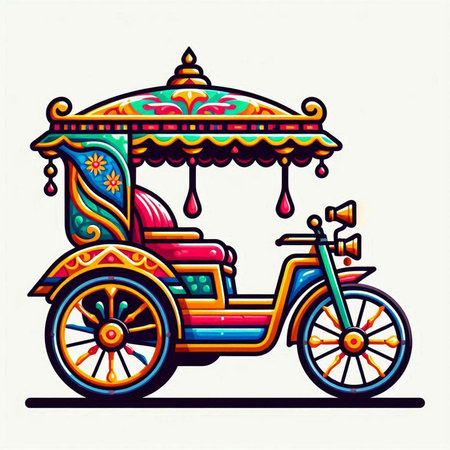Tuk Tuk is a traditional indian taxi. Vector illustration.のイラスト素材