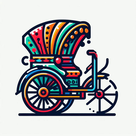 Hand drawn colorful tricycle. Vector illustration. Isolated on white background.のイラスト素材