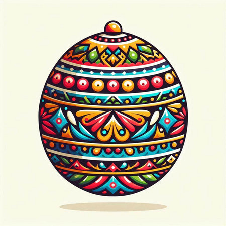 Easter egg decorated with ethnic ornaments. Vector illustration.のイラスト素材