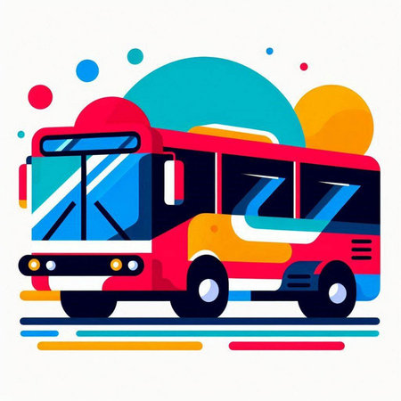 Colorful bus on a white background. Vector illustration in flat style.のイラスト素材