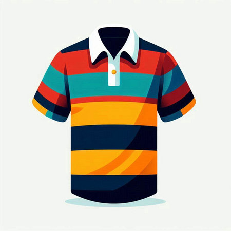 Colorful striped polo shirt on white background. Vector illustration.のイラスト素材