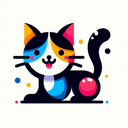 Cute cartoon cat. Vector illustration isolated on a white background.のイラスト素材