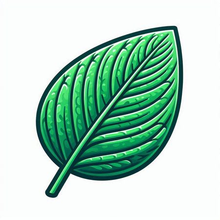 Green leaf icon. Isolated on white background. Vector illustration.のイラスト素材