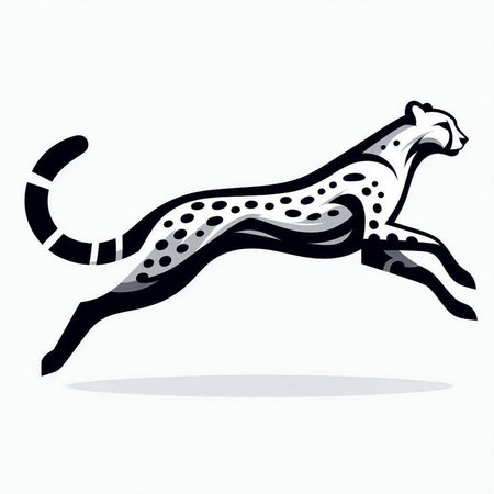 Illustration of a cheetah running isolated on a white backgroundのイラスト素材