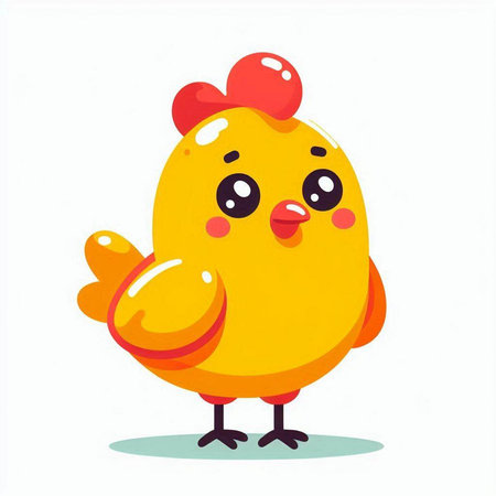 Cute cartoon chicken character. Vector illustration isolated on white background.のイラスト素材