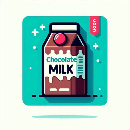 Vector illustration of a chocolate milk carton in flat design style.のイラスト素材
