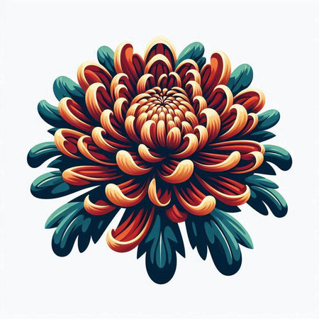 Beautiful colorful chrysanthemum flower. Vector illustration.のイラスト素材