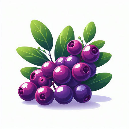 Illustration of a bunch of ripe blueberries on a white backgroundのイラスト素材