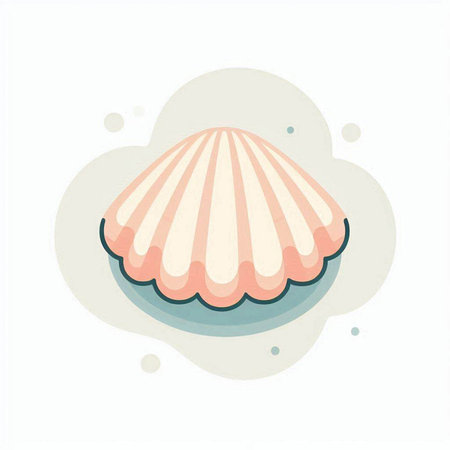 Vector illustration of a seashell in a flat style on a white background.のイラスト素材