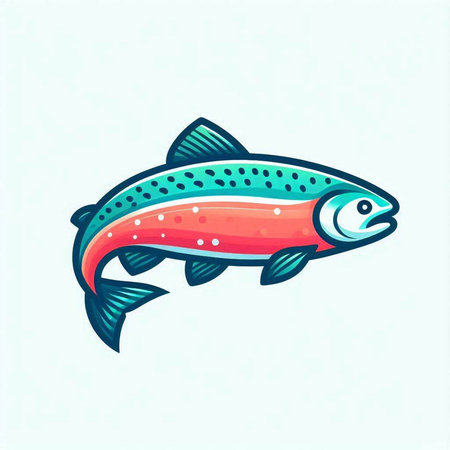 Illustration of a rainbow trout fish isolated on a white background.のイラスト素材