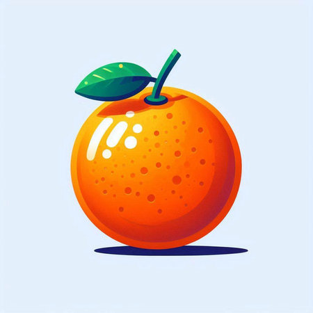 Orange fruit. Vector illustration of a ripe orange on a blue background.のイラスト素材