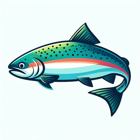 Illustration of a rainbow trout fish isolated on a white background.のイラスト素材