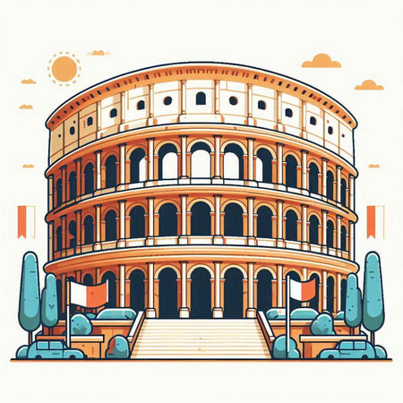 Colosseum in Rome, Italy. Colosseum is one of the symbols of Rome.のイラスト素材