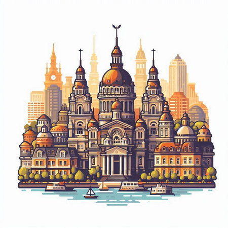 Church of the Savior on Spilled Blood in St. Petersburg, Russiaのイラスト素材