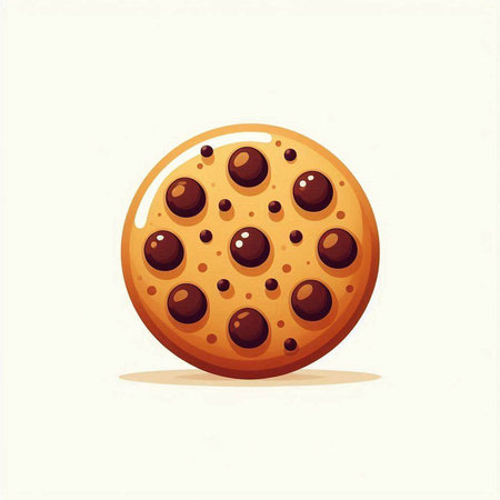 Chocolate chip cookie isolated on a white background. Vector illustration.のイラスト素材