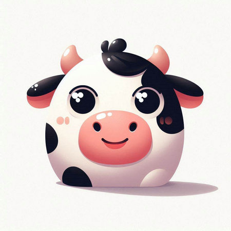 Cute cartoon cow isolated on a white background. Vector illustration.のイラスト素材