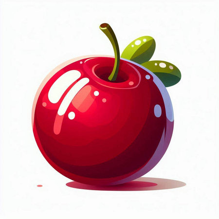 Red cherry on a white background, vector illustration, eps 10のイラスト素材