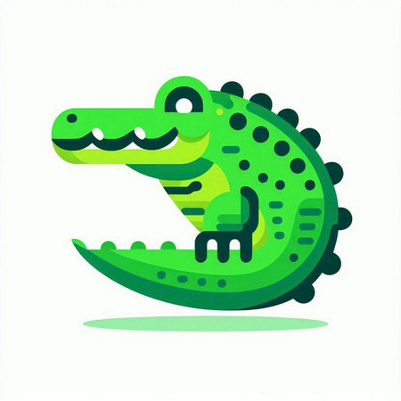 Crocodile icon. Vector illustration of a green crocodile.のイラスト素材