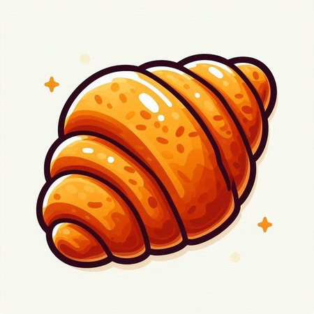 Croissant in cartoon style. Vector illustration for your design.のイラスト素材