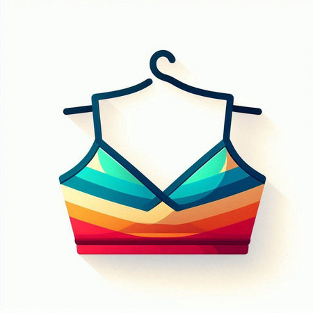 Women's swimsuit on a hanger. Colorful vector iconのイラスト素材