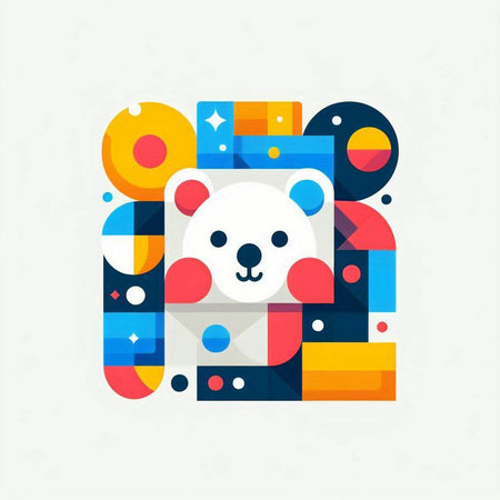 Polar bear in a colorful geometric style. Flat design. Vector illustration.のイラスト素材