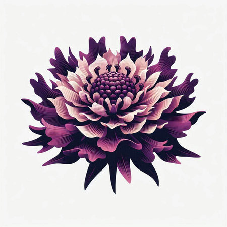 Illustration of a beautiful purple dahlia flower. Vector illustration.のイラスト素材