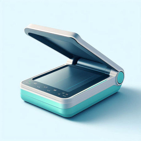 3d rendering of a modern mobile phone isolated on a blue backgroundのイラスト素材