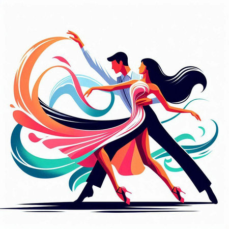 Couple dancing tango. Colorful vector illustration for your designのイラスト素材