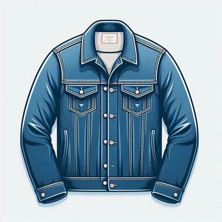 Men's denim jacket isolated on a white background. 3d renderingのイラスト素材