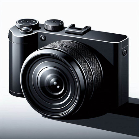 Digital SLR camera on a white background. 3D illustration.のイラスト素材