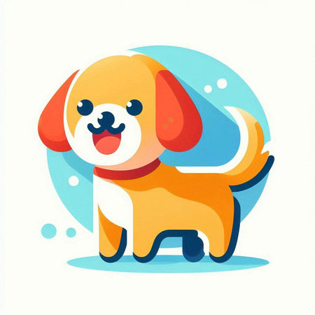 Cute cartoon dog on a white background. Vector illustration in flat style.のイラスト素材