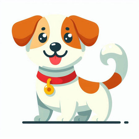 Cute cartoon dog on a white background. Vector illustration in a flat style.のイラスト素材