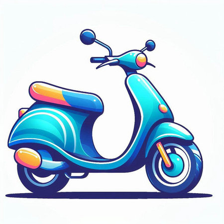 Vintage blue scooter isolated on white background. Vector illustration.のイラスト素材