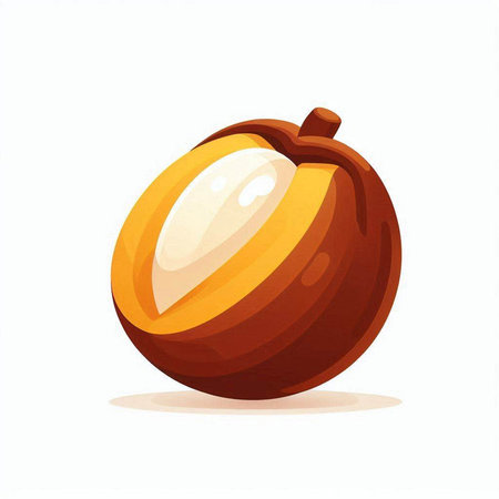 Illustration of a whole fresh sapodilla on a white backgroundのイラスト素材
