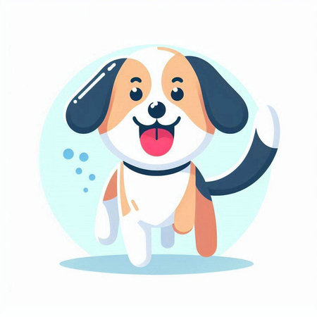 Cute cartoon dog in flat style. Vector illustration on a white background.のイラスト素材
