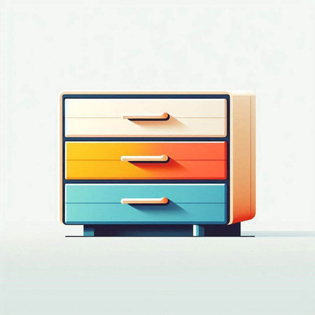 Drawer with drawers in retro style. 3d illustration.のイラスト素材